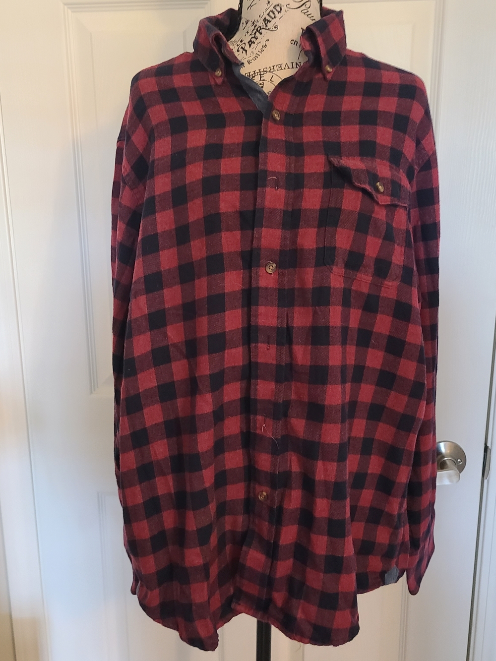 Izod Navy and Red Plaid Button-Up Shirt